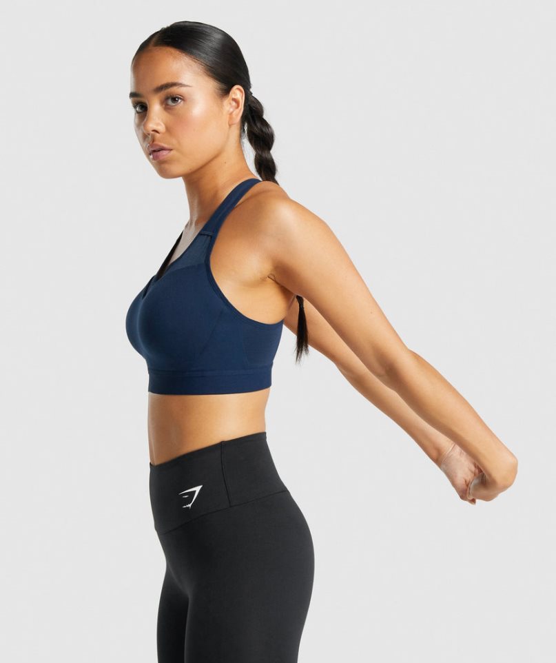 Staniki Sportowe Gymshark Open Back Damskie Granatowe | PL 059KMH